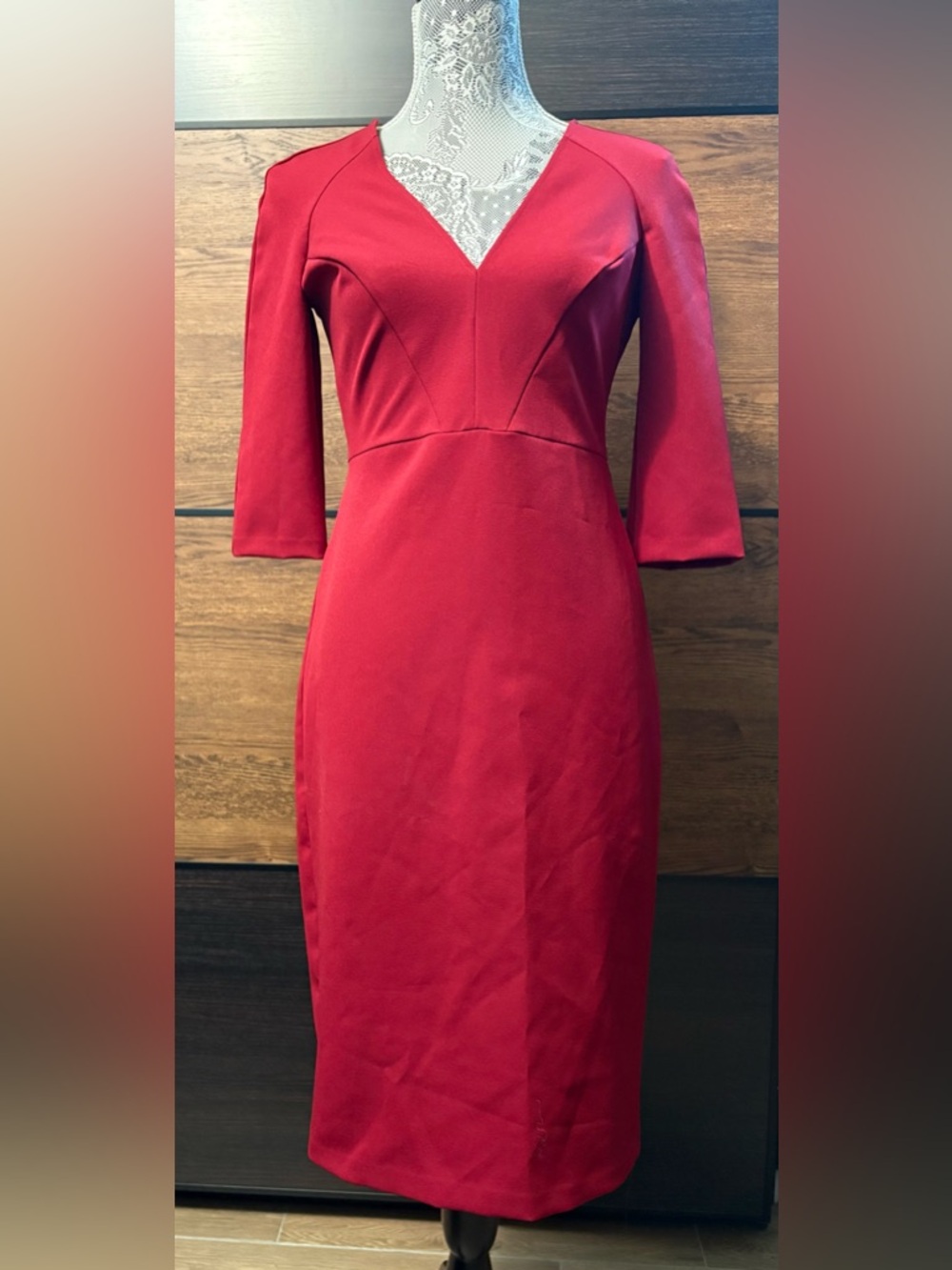 Zara Scarlet V-Neck Midi Dress